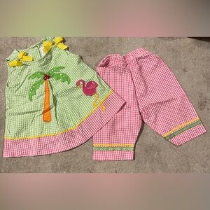 Toddler girls Palm Tree & flamingo Outfit